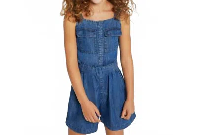 Mayoral Kids' Soft Girl Jean Romper In Blue