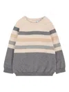 Mayoral Striped Cotton Sweater In Gray