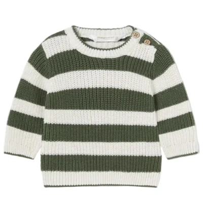 Mayoral Babies'  Striped Forest Sweater In Green