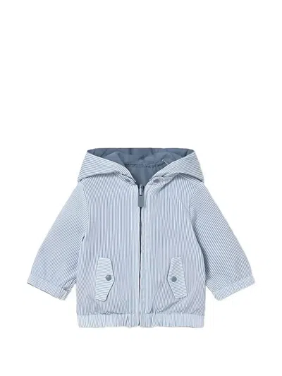 Mayoral Babies' Striped Hooded Jacket In Blue