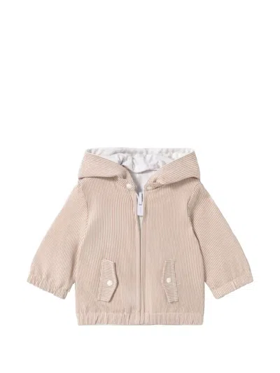 Mayoral Babies' Striped Hooded Jacket In Neutral