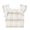 Mayoral Striped Loose Ruffle Shirt In Brown