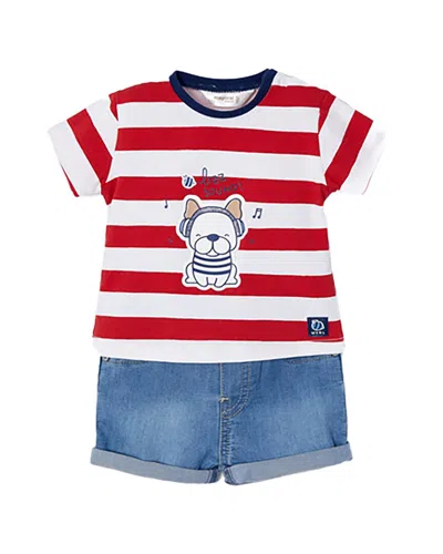 Mayoral Striped Puppy Set In Multi