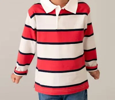 Mayoral Kids' Striped Rugby Polo Shirt In Tomato In Multi