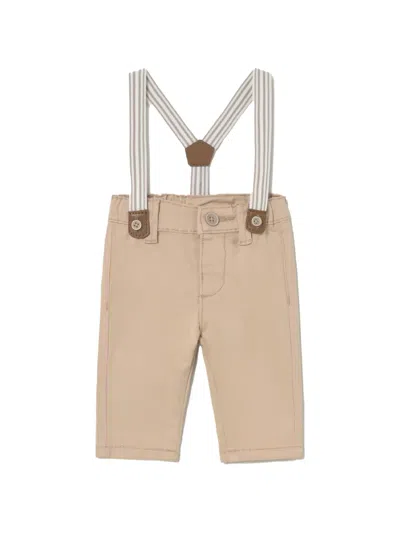 Mayoral Striped Suspenders Baby Trousers In Brown