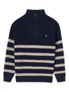 Mayoral Striped Zip-neck Sweater In Blue