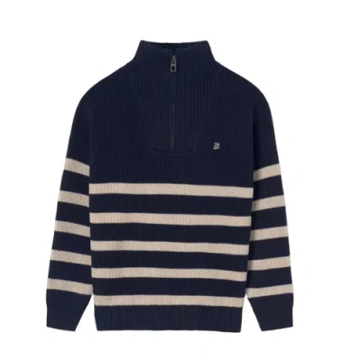 MAYORAL MAYORAL STRIPED ZIP-NECK SWEATER