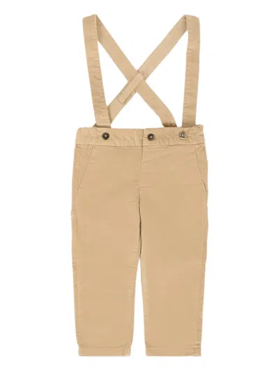 Mayoral Babies' Suspenders Cotton Pants In Brown