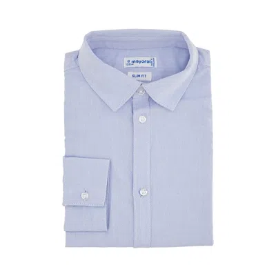 Mayoral Sustainable Cotton Twill Shirt Kids In Blue
