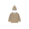 Mayoral Striped Button Sweater Hat In Neutral