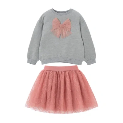 Mayoral Kids'  Sweatshirt And Tulle Skirt Set In Gray