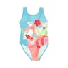 Mayoral Swimsuit With Flamingo Print Kids In Blue