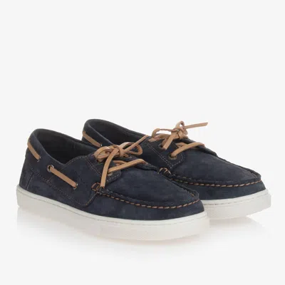 Mayoral Teen Boys Blue Suede Leather Boat Shoes