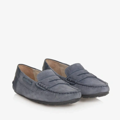 Mayoral Teen Boys Blue Suede Leather Moccasins