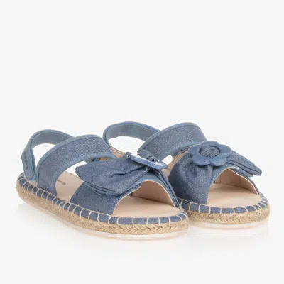 Mayoral Teen Girls Blue Canvas Velcro Sandals