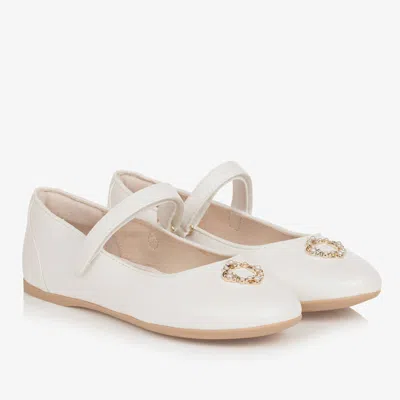 Mayoral Teen Girls Ivory Faux Leather Pumps