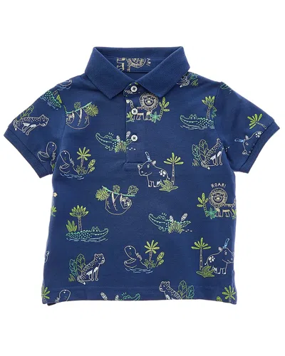 Mayoral Tropical Print Polo In Blue