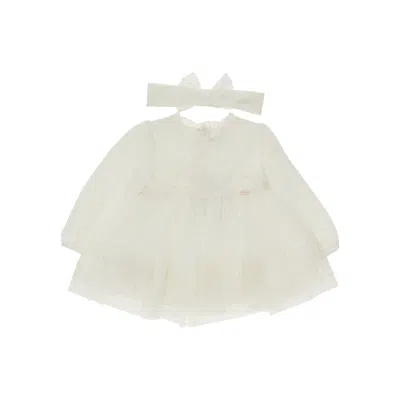 Mayoral Tulle Mini Dress With Embroidered Flowers Kids In White