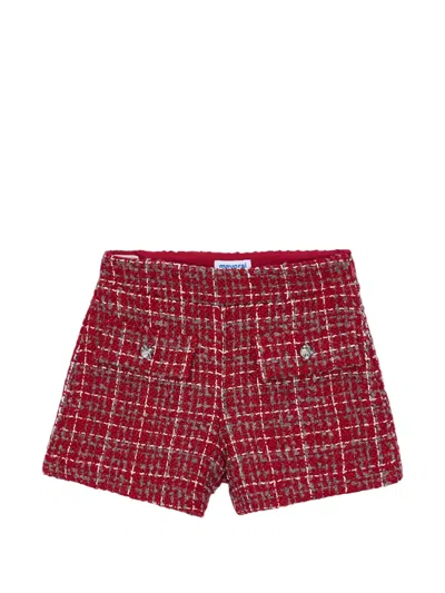 Mayoral Kids' Tweed Button Shorts In Red
