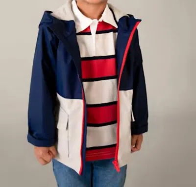 Mayoral Kids' Two Tone Colorblock Raincoat In Navy In Blue