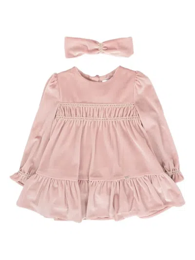 Mayoral Babies' Velvet Ruffled Dress In Pink