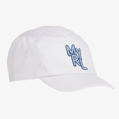 Mayoral Kids' White Embroidered Cotton Cap