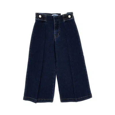Mayoral Kids' Wide Leg Denim Pants In Blue