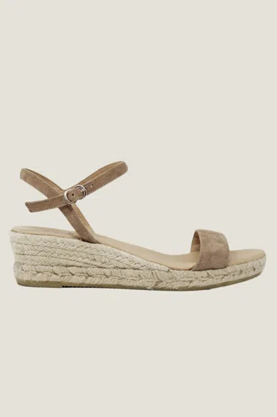 Maypol Aspiga Sustainable Canvas Low Wedge Moli Espadrilles Summer Holiday Brown Taupe | 40 In Gold