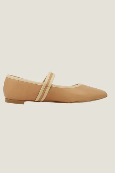 Maypol Aspiga Womens Sustainable Leather Mary Jane Ballet Flat Camel Brown | 41