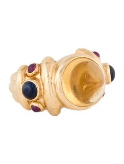 Pre-owned Maz 14k 6.78ct Citrine, Sapphire & Ruby Cocktail Ring In Multi