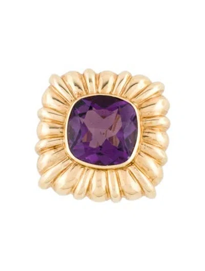 Pre-owned Maz 14k Amethyst Pendant, 1" In Multi