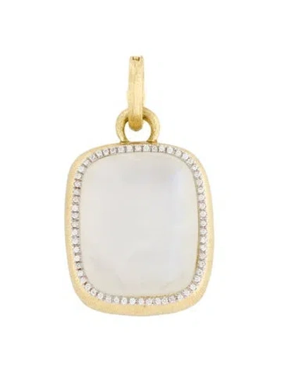 Pre-owned Maz 18k 29.65ct Moonstone Labradorite & Diamond Pendant In Multi