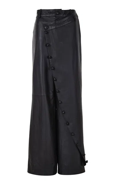 Maz Manuela Álvarez Crossed Leather Trousers In Multi