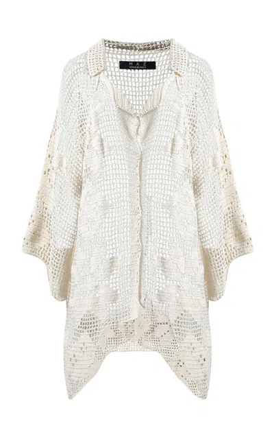 Maz Manuela Álvarez Fdv Cotton Crochet Guayabera Shirt In White