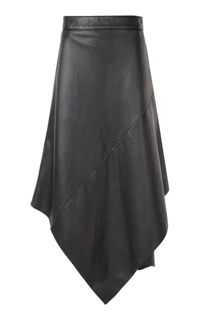 Maz Manuela Álvarez Tube Petal Leather Skirt In Black