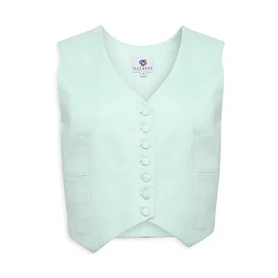 Mazarine Ladies' Garments Trading Co. L.l.c. Women's Blue Linen Fitted Vest