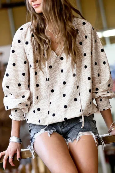 Mazik Dots Popping Up Everywhere Blouse In Beige In Neutral