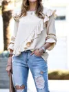 Mazik Front Ruffle Blouse In Latte In Multi