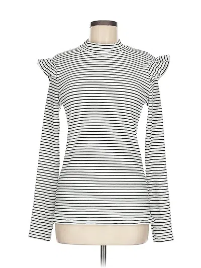 Pre-owned Mazik Long Sleeve Top White Ruffles Neckline Tops