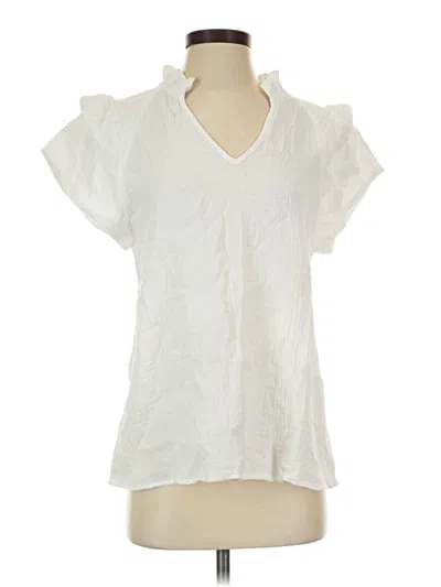 Pre-owned Mazik Short Sleeve Blouse In White