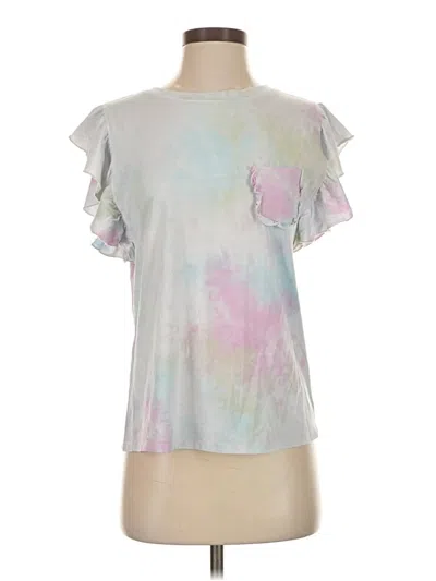 Pre-owned Mazik Short Sleeve Top Silver Tie-dye Pattern Keyhole Neckline Tops
