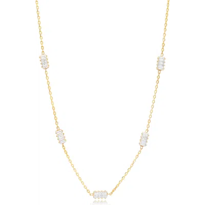 Mazin Jewels Baguette Station Necklace In Brown
