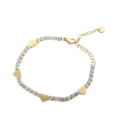 Mazin Jewels Heart Tennis Bracelet In Gold