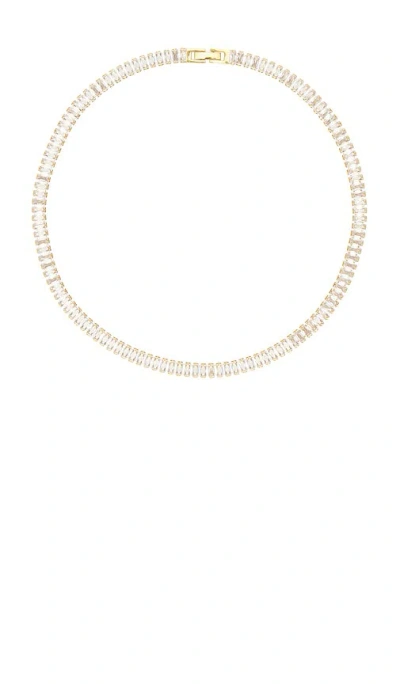 Mazin Jewels Iced Baguette Tennis Necklace In Gold