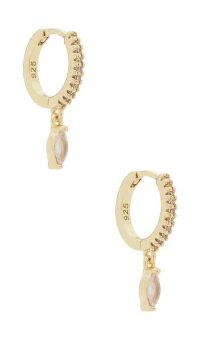 Mazin Jewels Marquise Huggies Earring In Gold