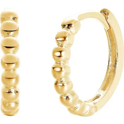Mazin Jewels Micro Beaded Hoops In Gold