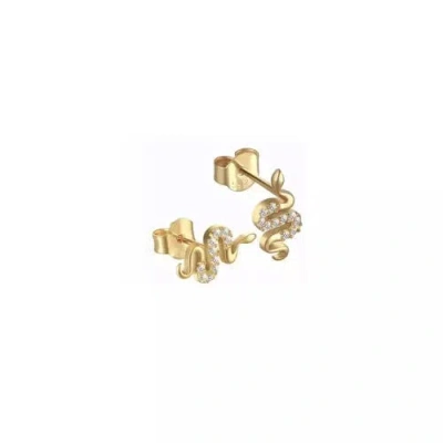 Mazin Jewels Mini Snake Studs In Gold