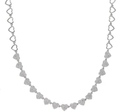 Mazin Jewels Pave Heart Charm Necklace In Silver