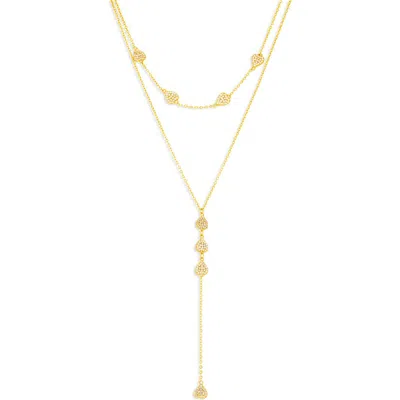 Mazin Jewels Pave Heart Lariat