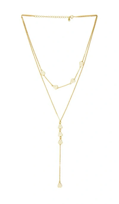 Mazin Jewels Pave Heart Lariat Necklace In Gold